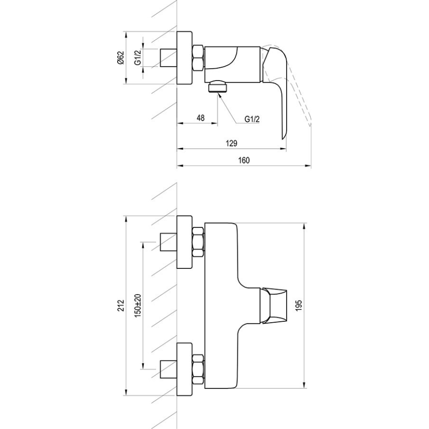 Ravak X070177 - Tušna baterija FLAT mat črna