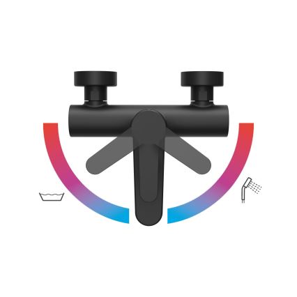 Ravak X070185 - Mešalnik za kad PURI, črn