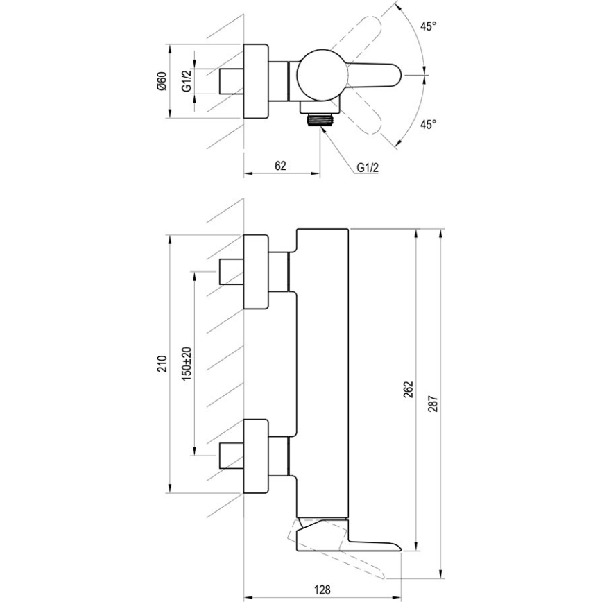 Ravak X070187 - Tušna baterija PURI črna