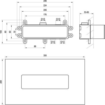 Ravak X070233 - Osnovno telo za vgradne armature R-BOX 10,4x24,6 cm