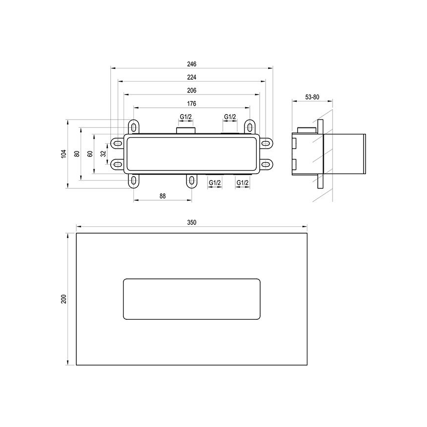 Ravak X070233 - Osnovno telo za vgradne armature R-BOX 10,4x24,6 cm