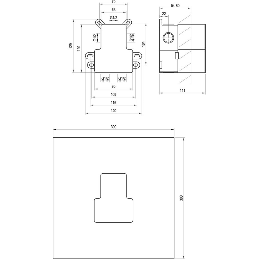 Ravak X070234 - Osnovno telo za podometne baterije R-BOX 12,9x14 cm