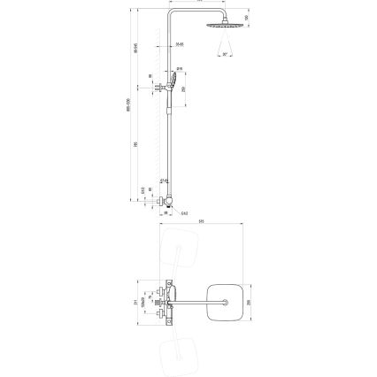 Ravak X070442 - tuš set FLAT s termostatsko baterijo, krom visokega sijaja