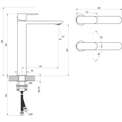 Ravak X070447 - Umivalni mešalnik CHROME 30,3 cm, poliran krom