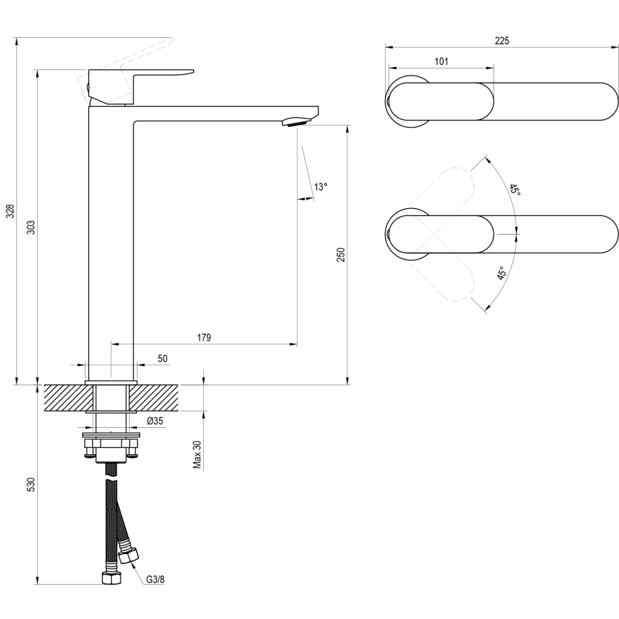 Ravak X070447 - Umivalni mešalnik CHROME 30,3 cm, poliran krom