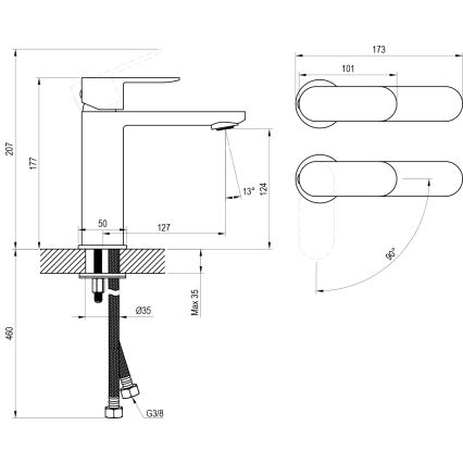 Ravak X070448 - Mešalna baterija za umivalnik CHROME 17,7 cm sijajni krom