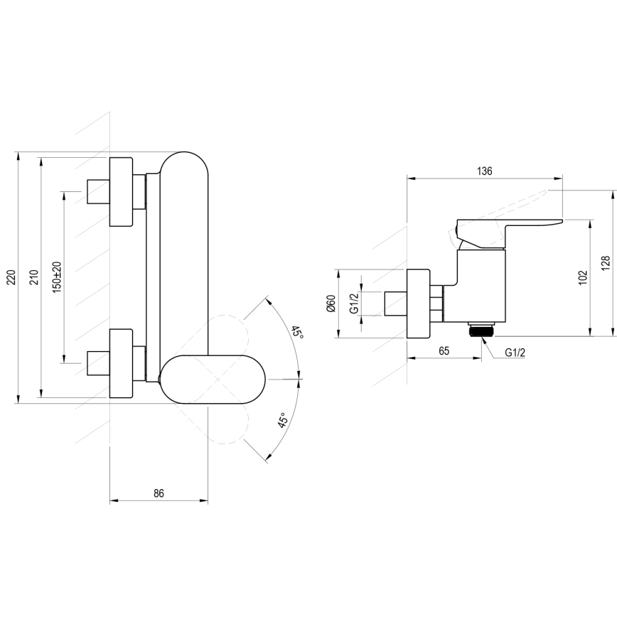 Ravak X070464 - Tuš baterija CHROME črna