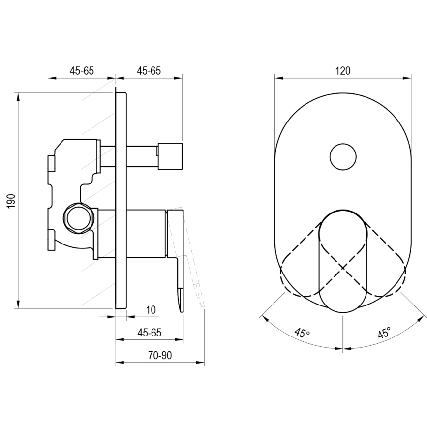 Ravak X070466 - Vgradna tuš baterija CHROME črna