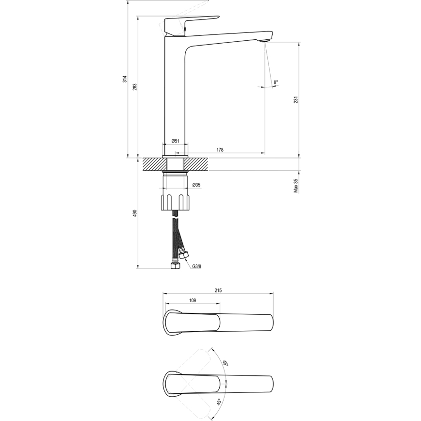 Ravak X070472 - Mešalnik za umivalnik LIFE 28 cm sijajni krom