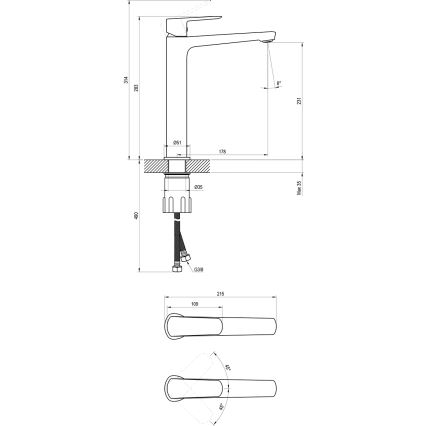 Ravak X070478 - Umivalniška armatura LIFE 28 cm črna