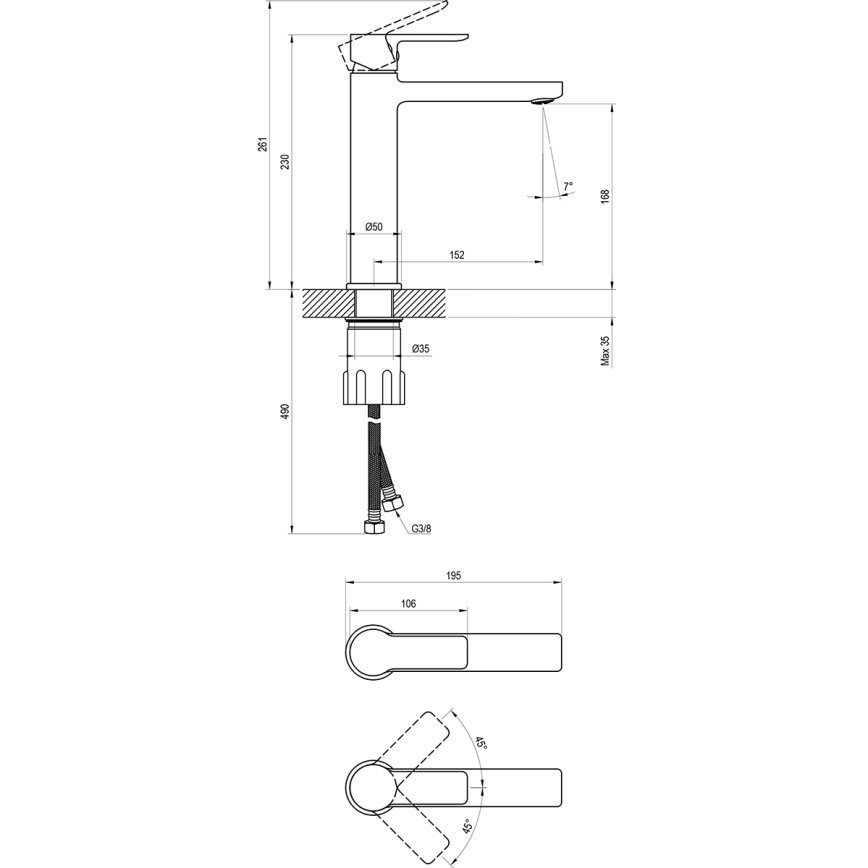Ravak X070483 - Umivalni mešalnik SOLAR 23 cm, sijajni krom