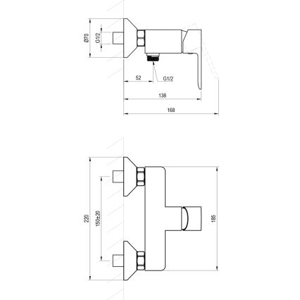 Ravak X070486 - Tušna baterija SOLAR v sijajnem kromu