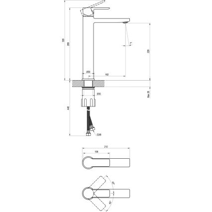 Ravak X070490 - Pipa za umivalnik SOLAR 29 cm črna