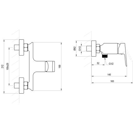 Ravak X070655 - tuš baterija PLAN, ščetkan grafit