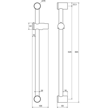 Ravak X07P012 - Tuš palica 66,5 cm, sijajni krom