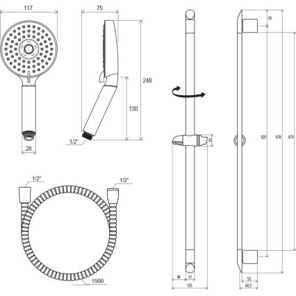 Ravak X07P177 - komplet za prho, sijajni krom