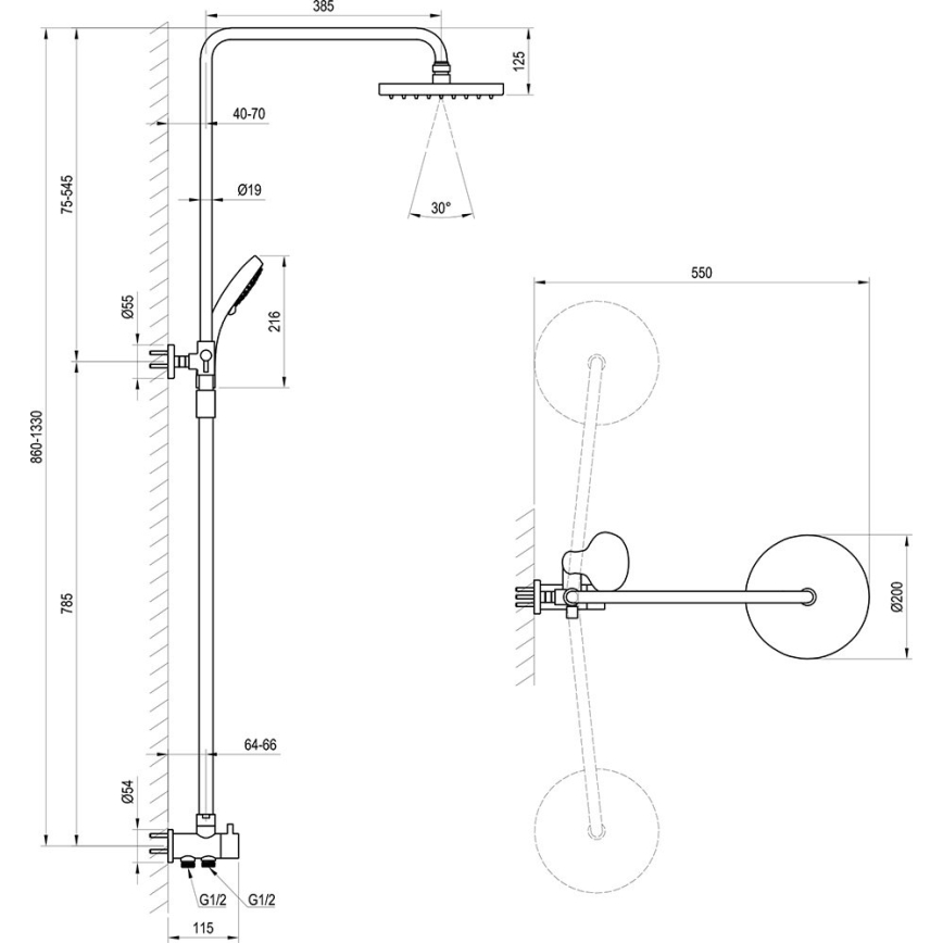 Ravak X07P232 - Tušni komplet v visokosijajnem kromu