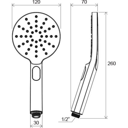 Ravak X07P233 - Ročna prha z gumbom FLAT, krom visokega sijaja