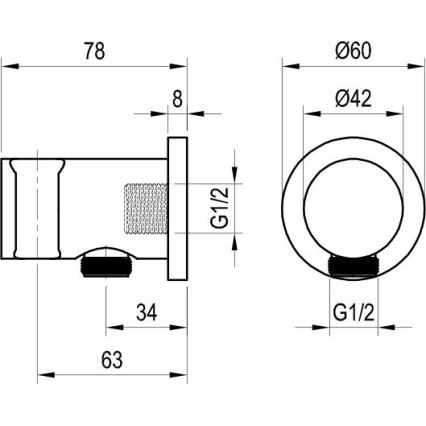 Ravak X07P572 - Nosilec za prho z izvodom 7,8x6 cm črna