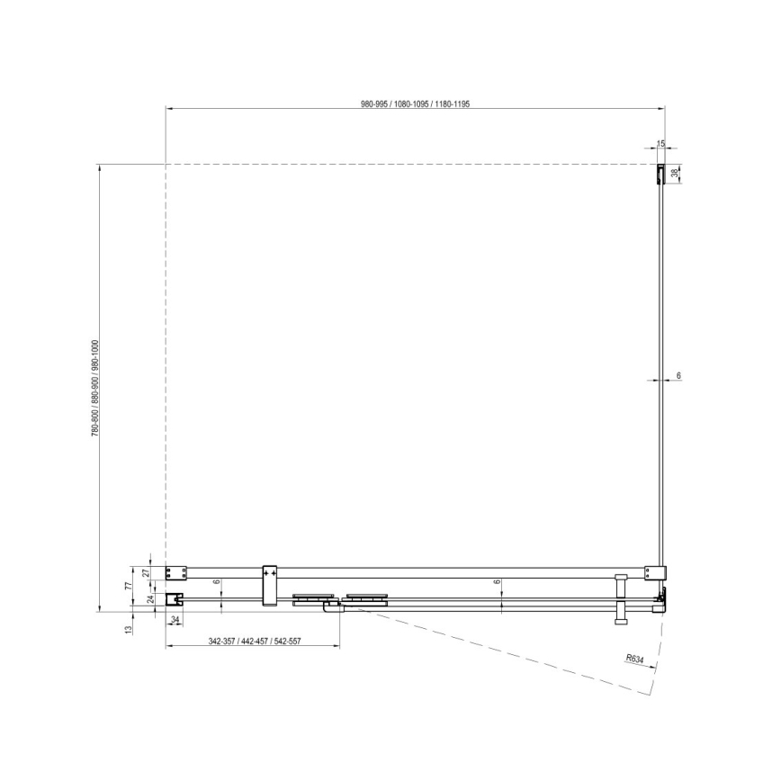 Ravak X9VV40A00Z1 - Fiksna tuš stena COOL 80x195 cm sijajni krom