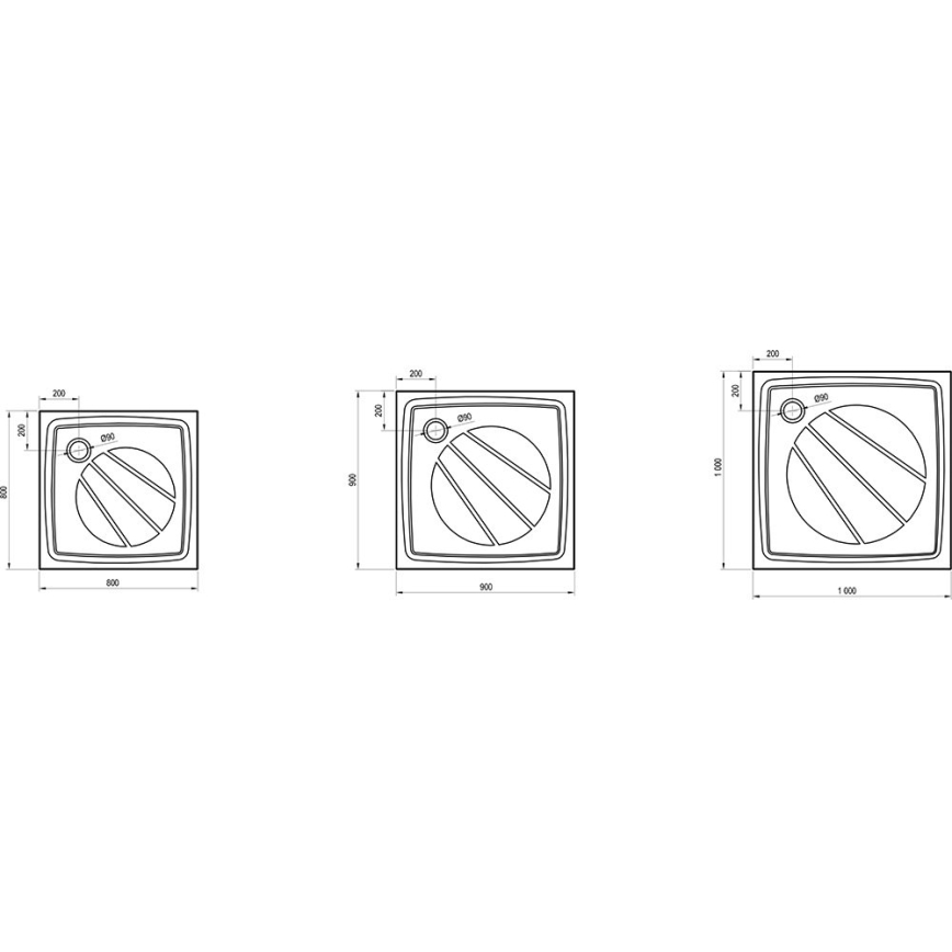 Ravak XA037701010 - Kvadratna tuš kad PERSEUS 90x90 cm bela