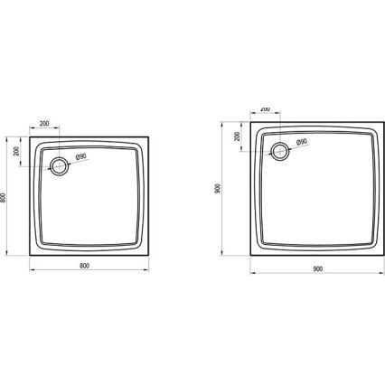 Ravak XA037711010 - Kvadratno tuš korito PERSEUS 90 x 90 cm, belo