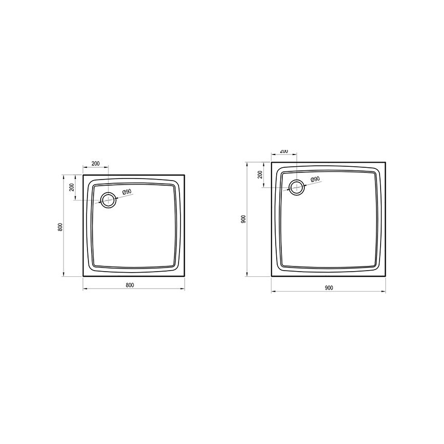 Ravak XA037711010 - Kvadratno tuš korito PERSEUS 90 x 90 cm, belo