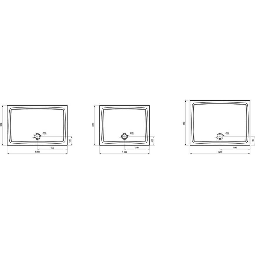 Ravak XA03G711010 - Pravokotna tuš kad GIGANT 90x120 cm bela