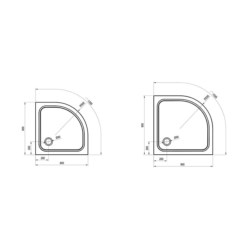 Ravak XA247701010 - Četrtkrožna tuš kad ELIPSO 90x90 cm bela