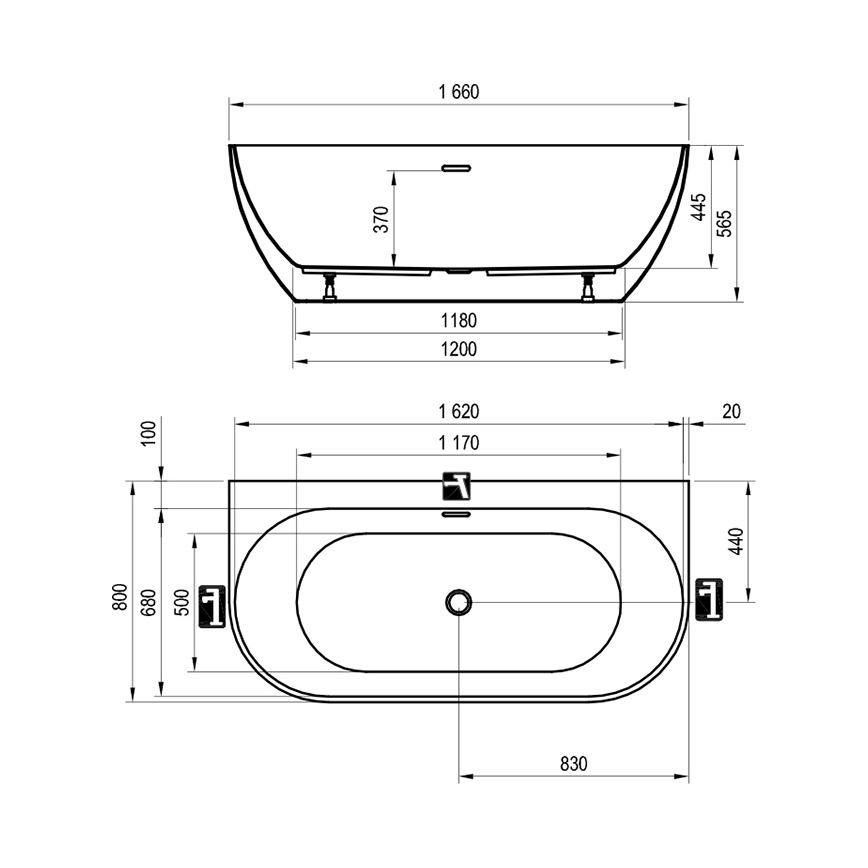 Ravak XC00100024 - Kopalna kad FREEDOM 166x80 cm akrilna/sijajna bela