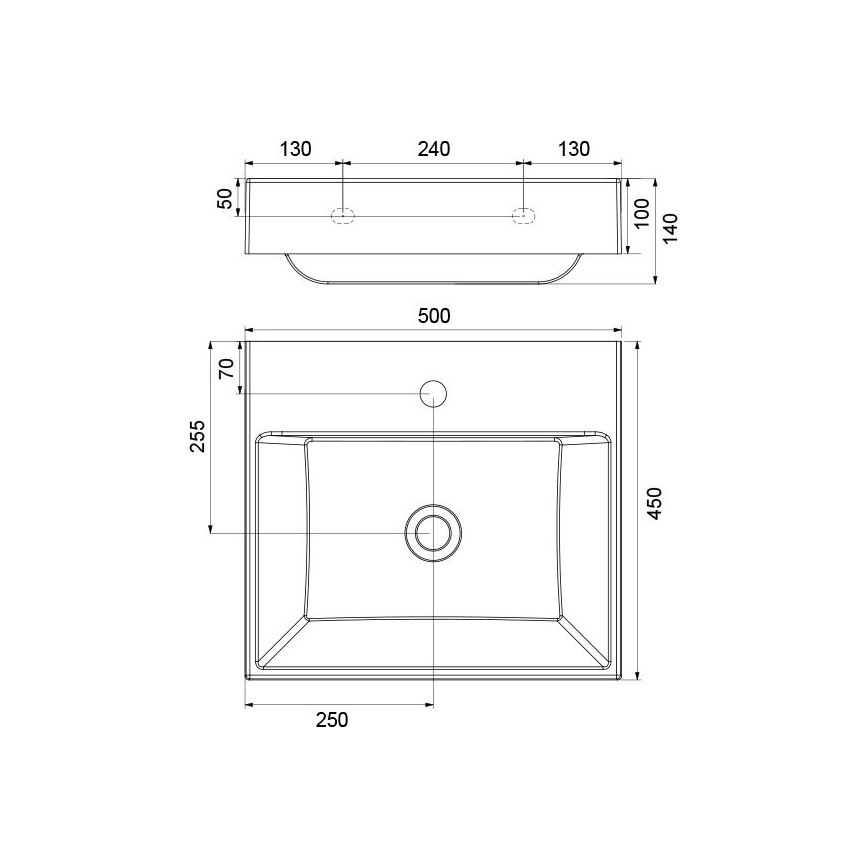 Ravak XJO01250000 - Viseči umivalnik NATURAL 50x45 cm iz litega marmorja/bela