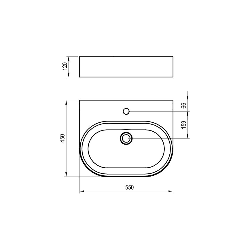 Ravak XJX01155004 - Umivalnik za pult CERAMIC SLIM 55x45 cm keramika/bela