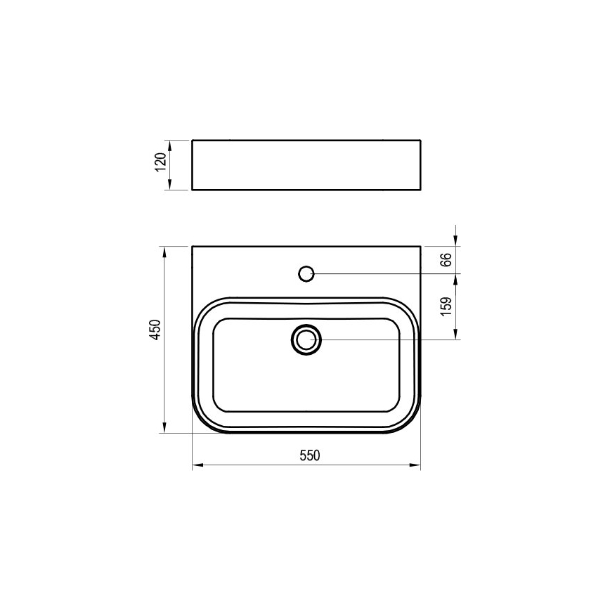 Ravak XJX01155006 - Umivalnik za pult CERAMIC SLIM 55x45 cm keramika/bela