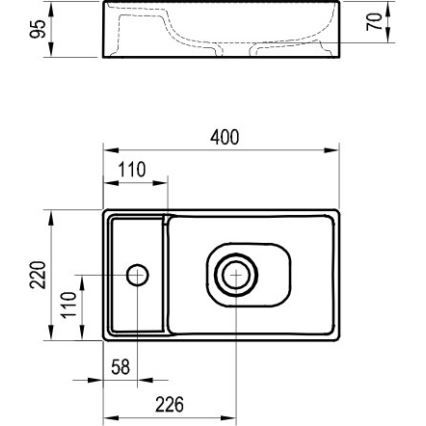 Ravak XJX01240000 - Umivalnik za pult VEDA SLIM 40x22 cm keramika/bela