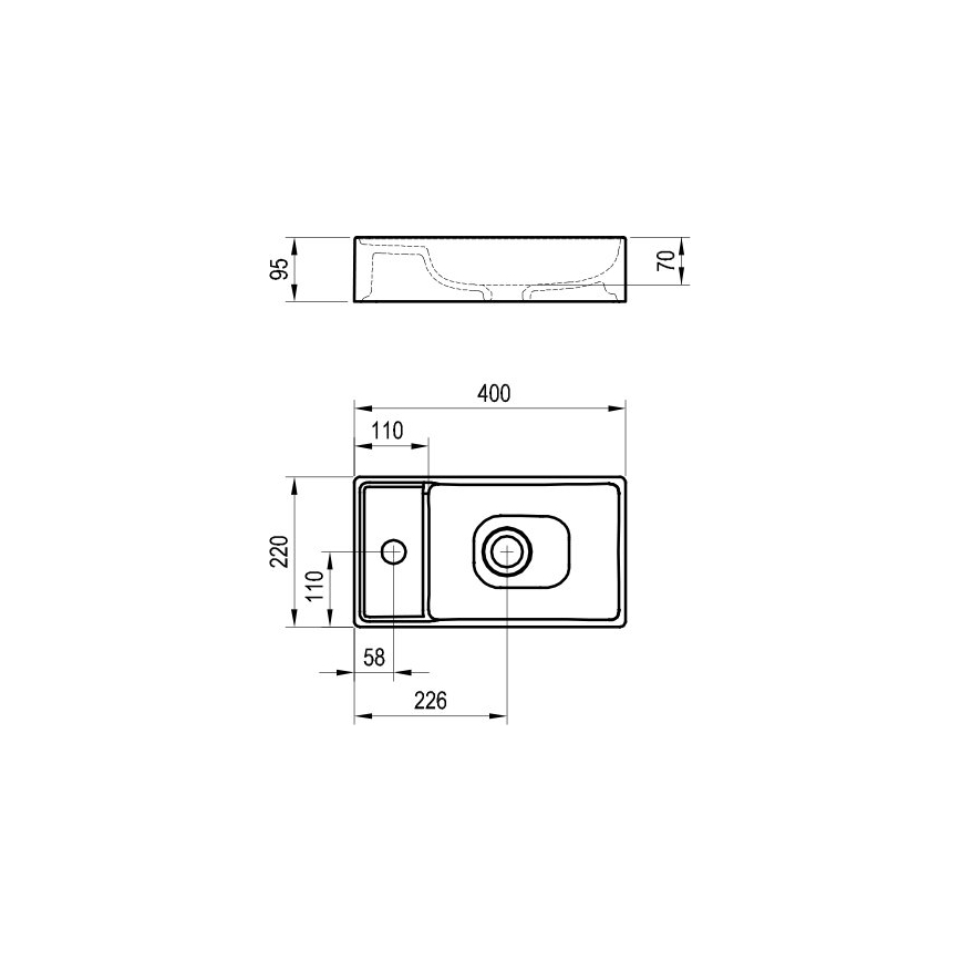 Ravak XJX01240000 - Umivalnik za pult VEDA SLIM 40x22 cm keramika/bela