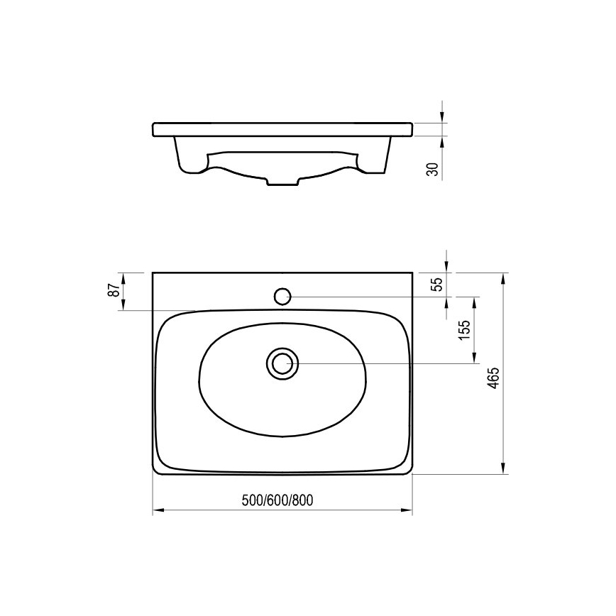 Ravak XJX01250000 - Vgradni umivalnik BALANCE 50x46,5 cm keramika/bela