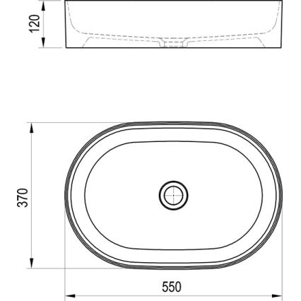 Ravak XJX0D155000 - Umivalnik za pult CERAMIC SLIM 55x37 cm keramika/črna