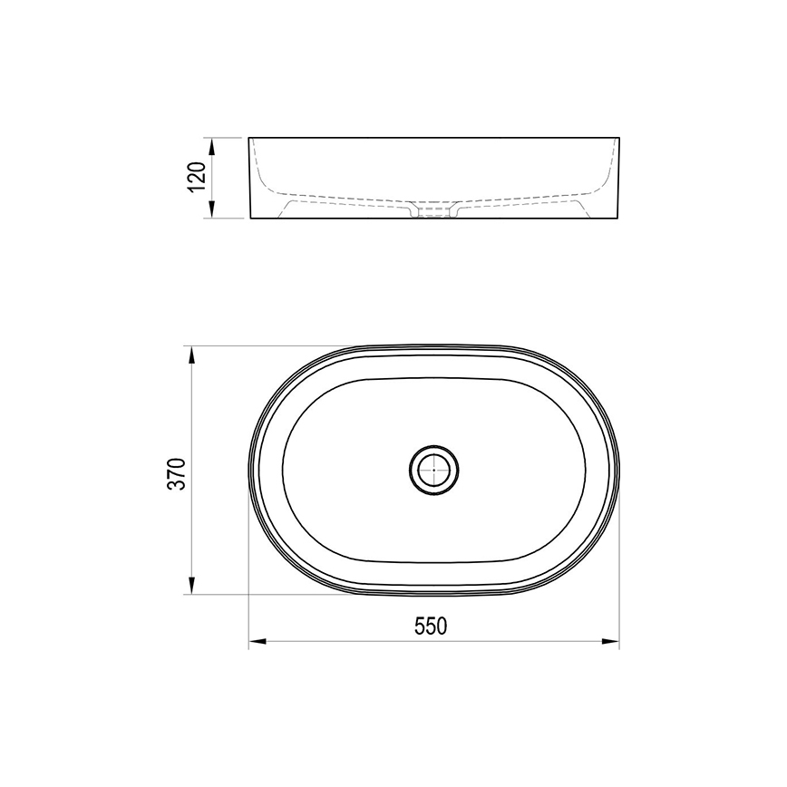 Ravak XJX0D155000 - Umivalnik za pult CERAMIC SLIM 55x37 cm keramika/črna