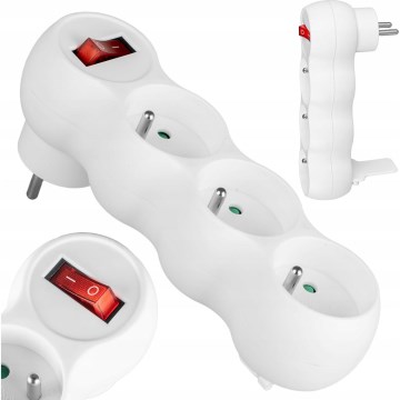 Razdelilec s stikalom, 3 vtičnice