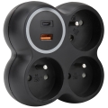 Razdelilna vtičnica 3x 15A USB A+C črna