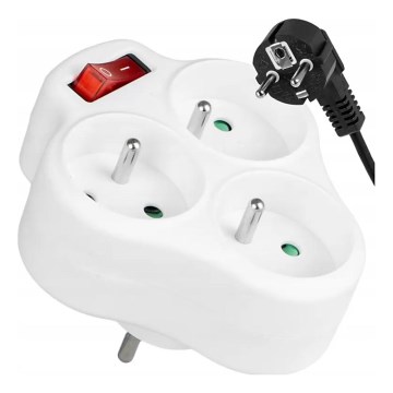 Razdelilna vtičnica s stikalom, 3 vtičnice