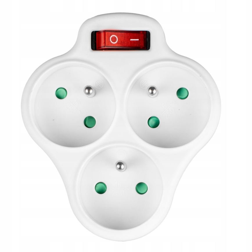 Razdelilna vtičnica s stikalom, 3 vtičnice