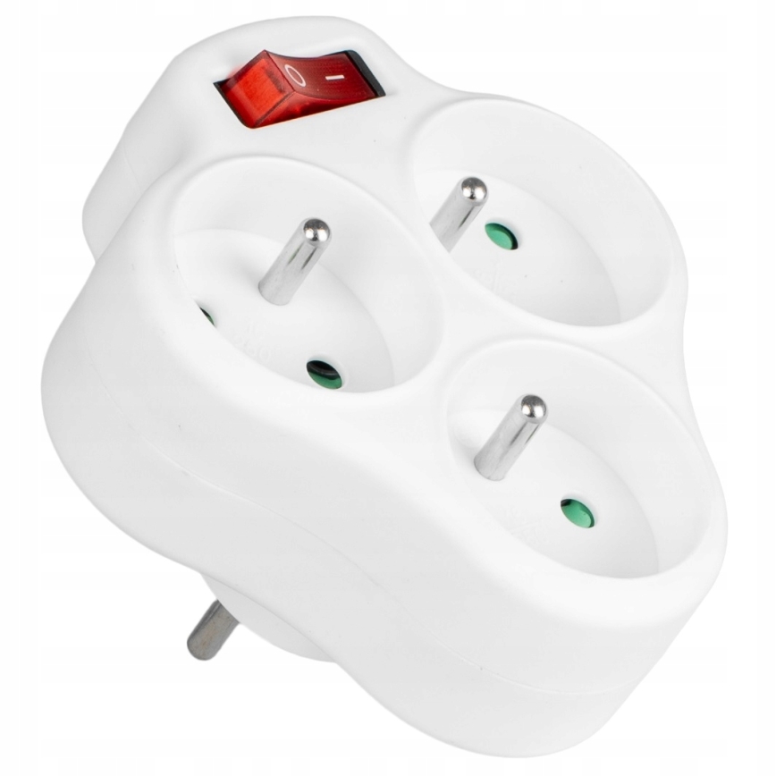 Razdelilna vtičnica s stikalom, 3 vtičnice