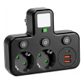 Razdelilna vtičnica s stikalom in LED osvetlitvijo LINEA PRO 2Z + 3xUSB A/C SCHUKO 4000K črna