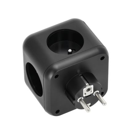 Razdelilna vtičnica s stikalom LINEA 3x230V + 4xUSB A/C črna