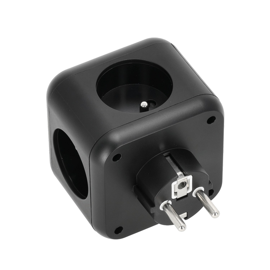 Razdelilna vtičnica s stikalom LINEA 3x230V + 4xUSB A/C črna