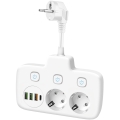 Razdelilna vtičnica z stikalom LINEA 2x230V + 4xUSB A/C SCHUKO bela