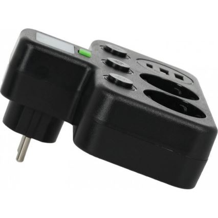 Razdelilna vtičnica s stikalom in LED osvetlitvijo LINEA PRO 2Z + 3xUSB A/C SCHUKO 4000K črna