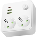 Razdelilna vtičnica z vklopnim stikalom LINEA 2x230V + 3xUSB A/C SCHUKO bela