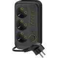 Razdelilnik vtičnic s stikalom LINEA 3x230V + 5xUSB A/C SCHUKO 5 m črna